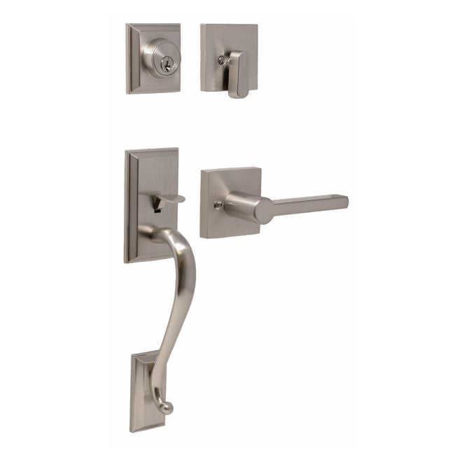 Weslock Mayo Single Cylinder Handleset with Brady Lever Trim with Adjustable Latch and Round Corner Strikes Weslock