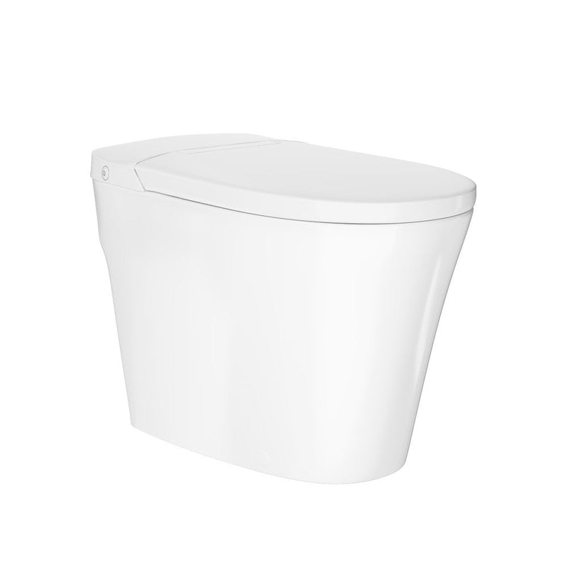 Swiss Madison Hugo H Power Flush Tankless Toilet 12" Rough-in 1.1 GPF Non-Electric ADA Toilet with Integrated Tank in Glossy White Swiss Madison