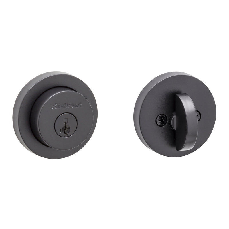 Kwikset Milan Round Rose Single Cylinder Deadbolt SmartKey with 6AL Latch and STRKP Strike Pack which includes Square Corner, Round Corner and 5303 Round Corner Full Lip Strikes KA3 Kwikset