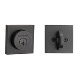 Kwikset Halifax Square Rose Single Cylinder Deadbolt SmartKey with 6AL Latch and STRKP Strike Pack which includes Square Corner, Round Corner and 5303 Round Corner Full Lip Strikes KA3 Kwikset