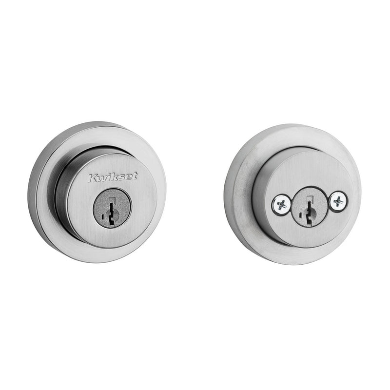 Kwikset Milan Round Rose Double Cylinder Deadbolt SmartKey with 6AL Latch and STRKP Strike Pack which includes Square Corner, Round Corner and 5303 Round Corner Full Lip Strikes KA3 Kwikset