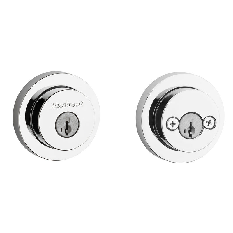 Kwikset Milan Round Rose Double Cylinder Deadbolt SmartKey with 6AL Latch and STRKP Strike Pack which includes Square Corner, Round Corner and 5303 Round Corner Full Lip Strikes KA3 Kwikset