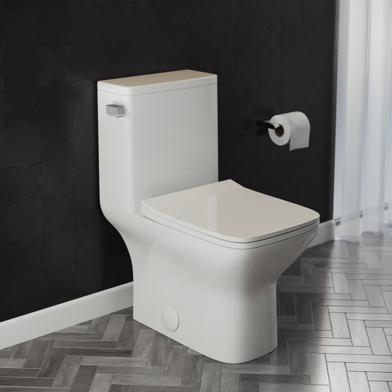 Swiss Madison Carre One-Piece Square Toilet Left Side Flush Handle Toilet 1.28 gpf