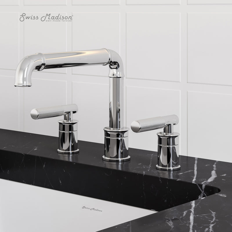 Swiss Madison Avallon 8 in. Widespread, Sleek Handle, Bathroom Faucet