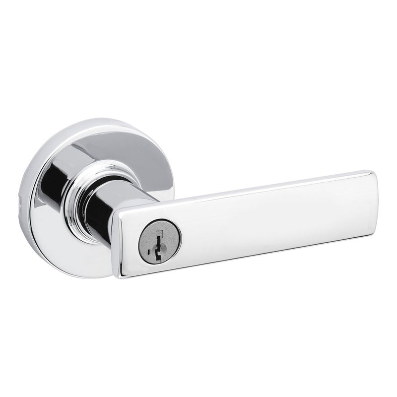 Kwikset Breton Lever with Round Rose Entry Door Lock SmartKey with 6AL Latch and RCS Strike