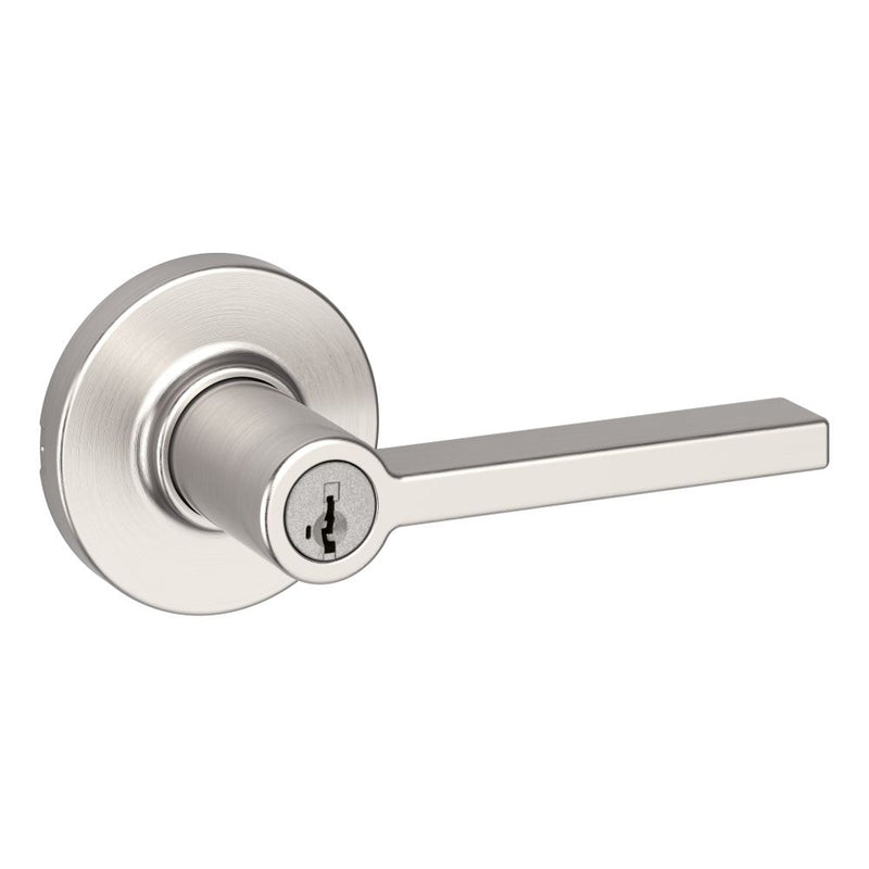 Kwikset Casey Lever with Round Rose Entry Door Lock SmartKey with RCALFD Latch and RCS Strike