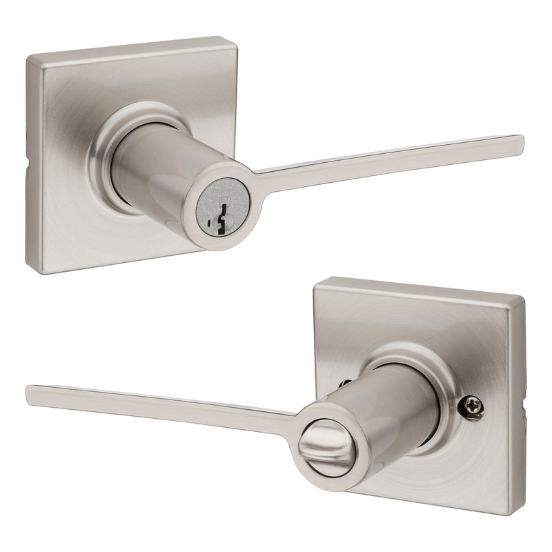 Kwikset Ladera Lever with Square Rose Entry Door Lock SmartKey with 6AL Latch and RCS Strike Kwikset