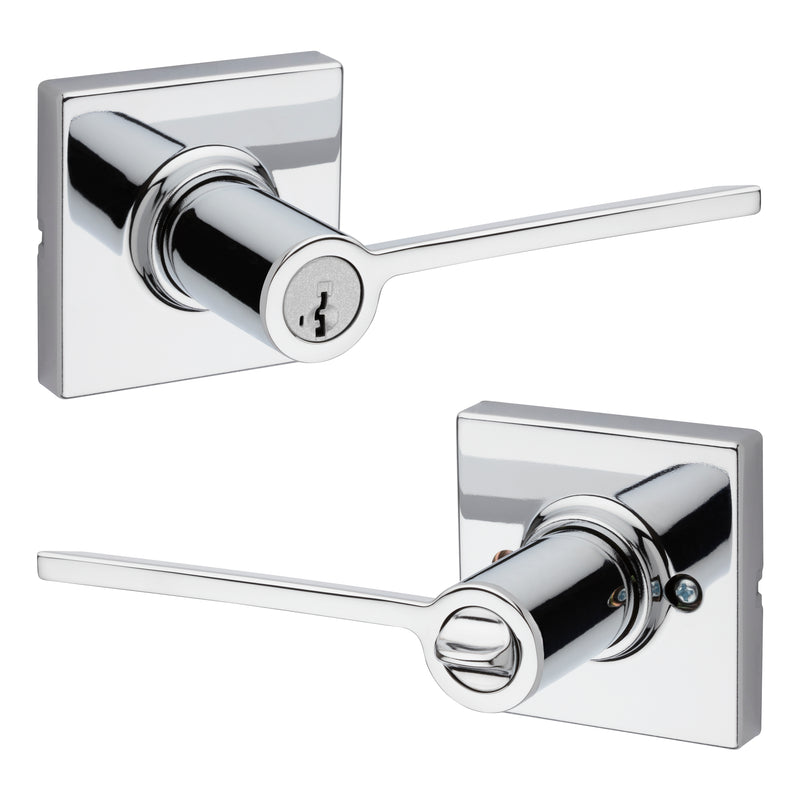 Kwikset Ladera Lever with Square Rose Entry Door Lock SmartKey with 6AL Latch and RCS Strike Kwikset