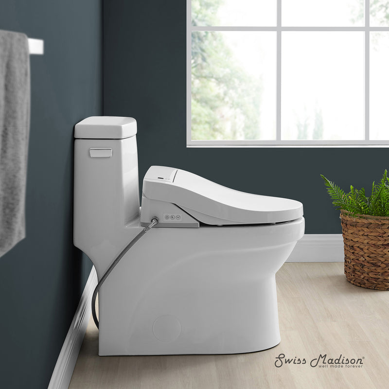 Swiss Madison Virage One-Piece Toilet with Vivante Smart Seat Left Side Flush Handle 1.28 gpf