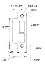 Baldwin 6039 Left Hand 1-5/8" Extended Lip ASA Strike For 2-3/4" Backset Deadbolt Only Baldwin Estate