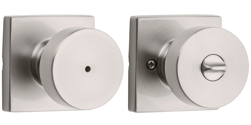 Kwikset Pismo Knob with Square Rose Privacy Lock with 6AL Latch and RCS Strike Kwikset