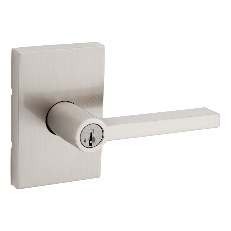 Kwikset Halifax Lever with Rectangular Rose Entry Door Lock SmartKey with 6AL Latch and RCS Strike Kwikset