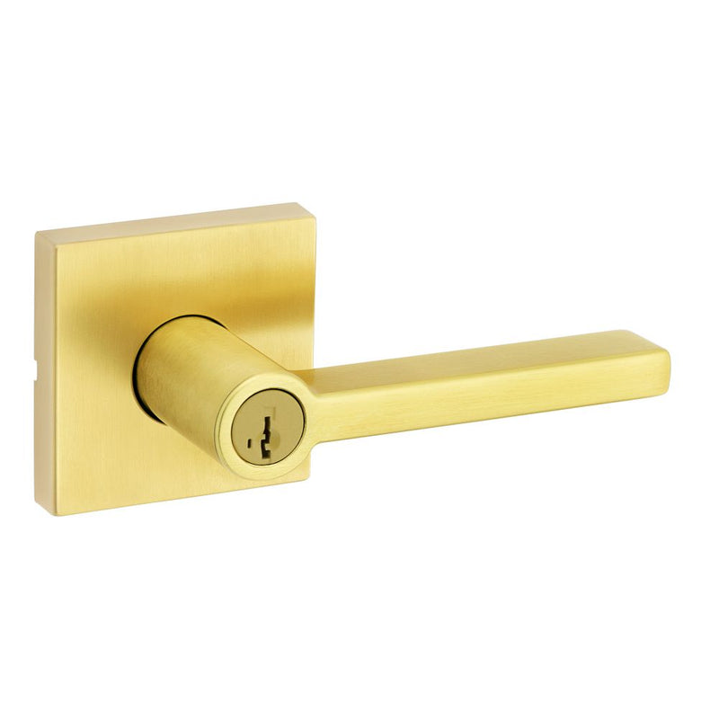 Kwikset Halifax Lever with Square Rose Entry Door Lock SmartKey with 6AL Latch and RCS Strike Kwikset