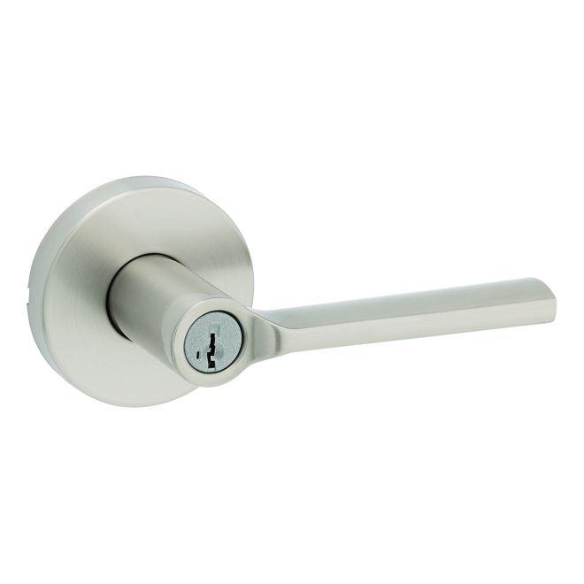 Kwikset Lisbon Lever with Round Rose Entry Door Lock SmartKey with 6AL Latch and RCS Strike Kwikset