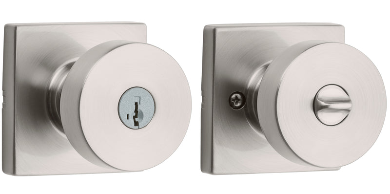 Kwikset Pismo Knob with Square Rose Entry Lock SmartKey with 6AL Latch and RCS Strike Kwikset