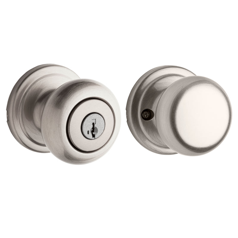 Kwikset Hancock Knob Vestibule Door Lock SmartKey with 6AL Latch and RCS Strike Satin Nickel Finish Kwikset