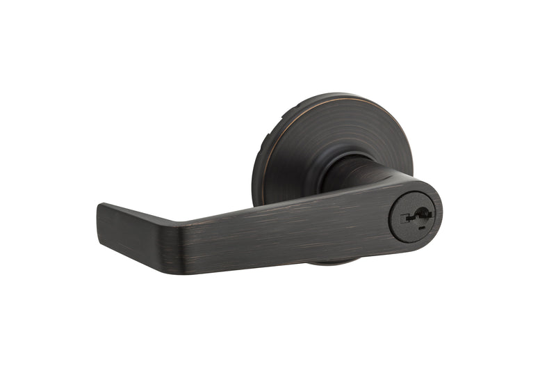 Kwikset Kingston Lever Light Commercial Keyed Entry Door Lock SmartKey with RCAL Latch and 3031 Full Lip Round Corner Strike Venetian Bronze Finish Kwikset