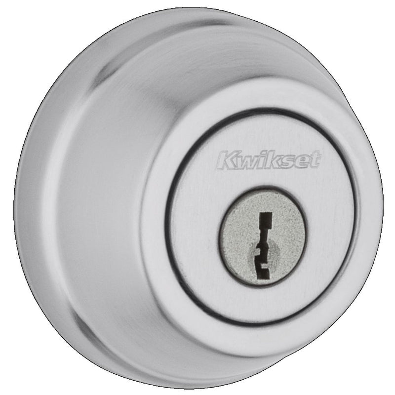 Kwikset Single Cylinder Deadbolt with 6AL Latch and STRKP Strike Pack which includes Square Corner, Round Corner and 5303 Round Corner Full Lip Strikes