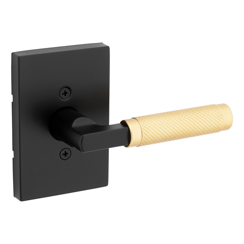 Kwikset Prava Lever with Rectangular Rose Half Dummy Door Lock with Satin Brass Grip Kwikset