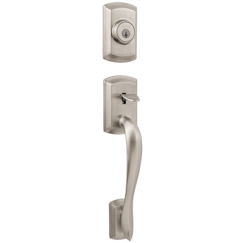 Kwikset Avalon Single Cylinder Exterior Handleset SmartKey with 6AL Latch and STRKP Strike Pack which includes Square Corner, Round Corner and 5303 Round Corner Full Lip Strikes Kwikset