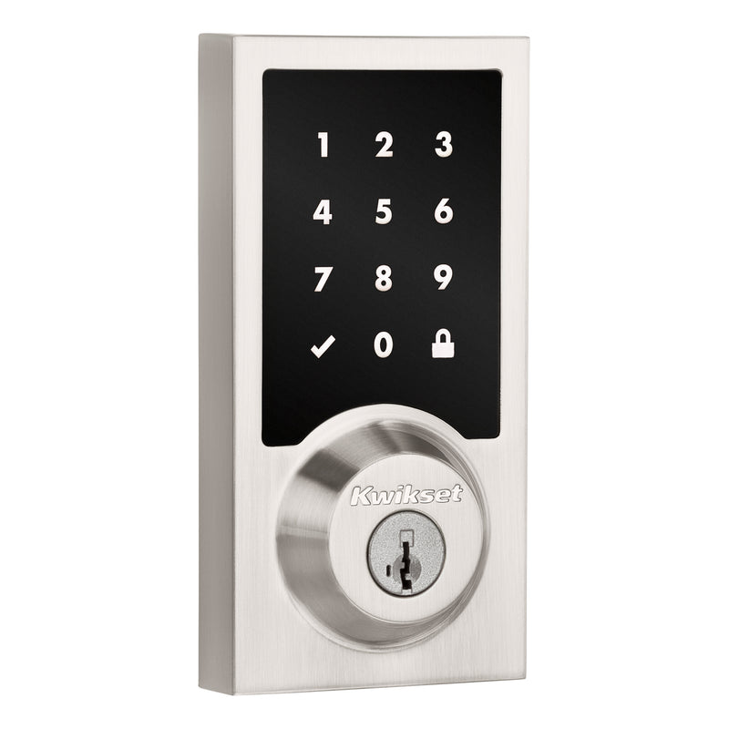 Kwikset Contemporary Home Connect Touchscreen Connected Smart Lock Deadbolt with Z-Wave 700 Long Range and SmartKey with RCALFD Latch and RCS Strike