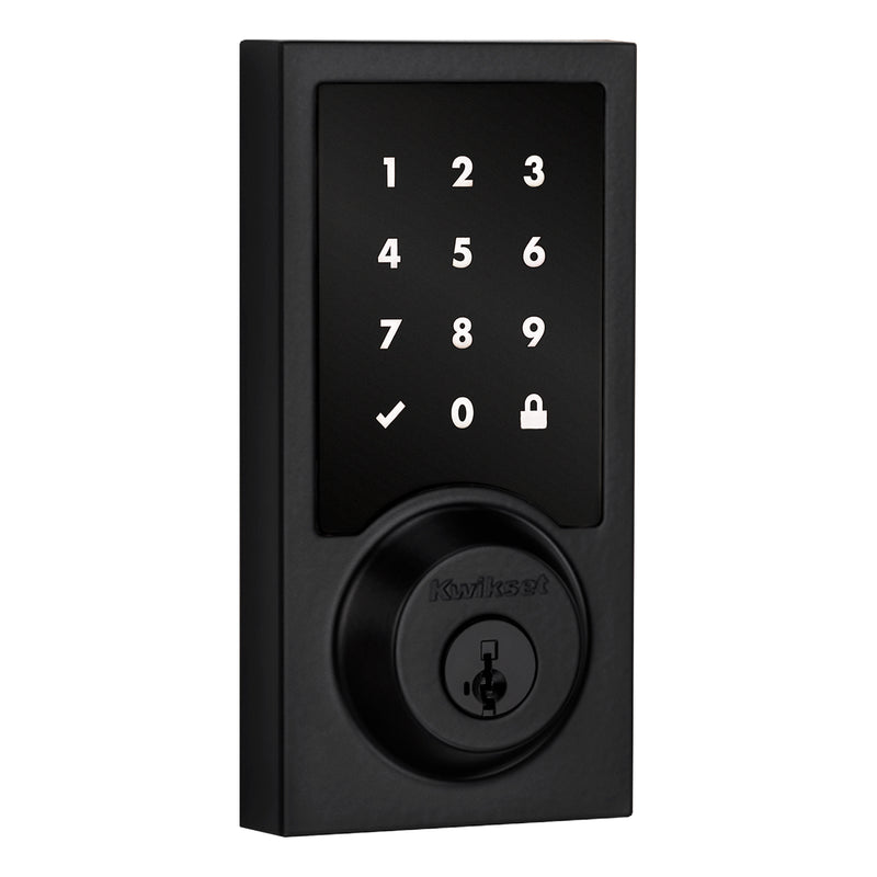 Kwikset Contemporary Home Connect Touchscreen Connected Smart Lock Deadbolt with Z-Wave 700 Long Range and SmartKey with RCALFD Latch and RCS Strike