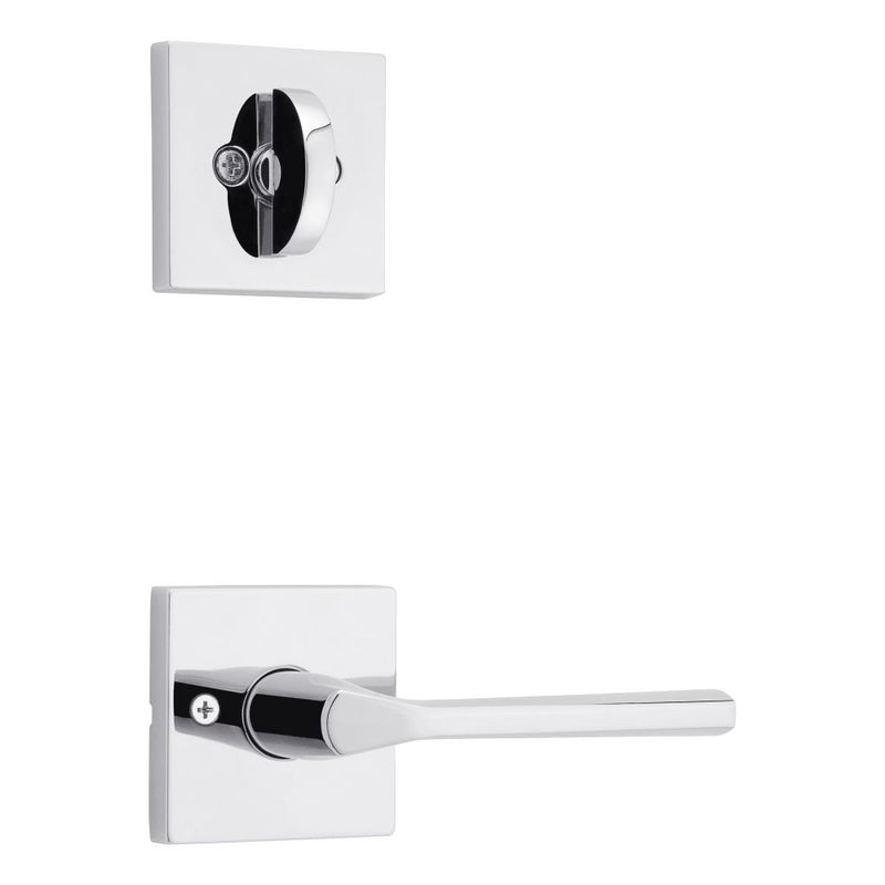 Kwikset Lisbon Lever with Square Rose Interior Single Cylinder Handleset Trim for Both 800 and 687 Series Handlesets