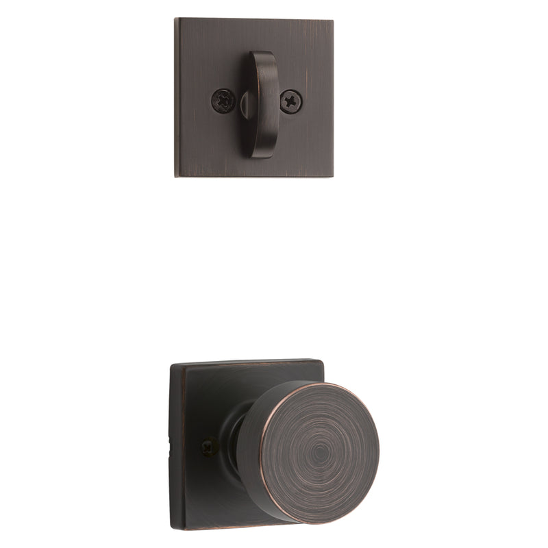 Kwikset Pismo Knob with Square Rose Interior Single Cylinder Handleset Trim for Both 800 and 687 Series Handlesets Kwikset