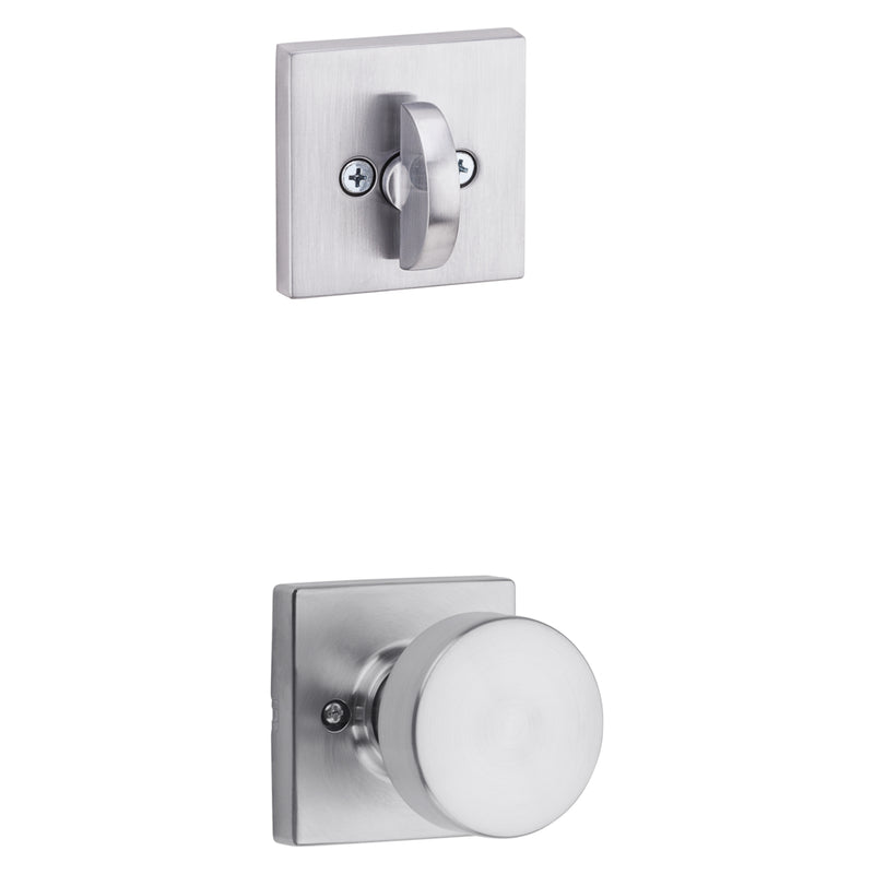 Kwikset Pismo Knob with Square Rose Interior Single Cylinder Handleset Trim for Both 800 and 687 Series Handlesets Kwikset