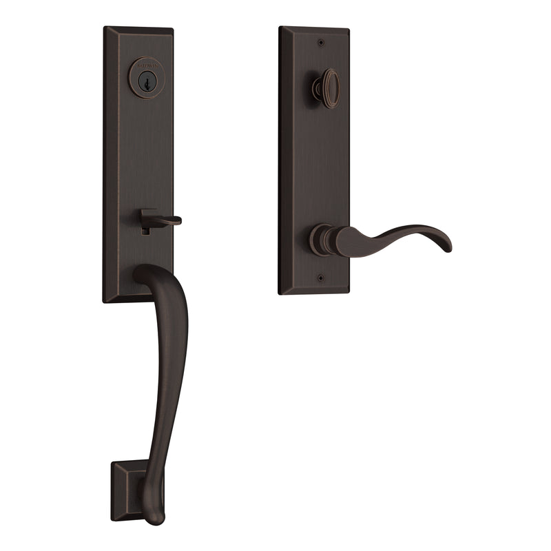 Baldwin Reserve Emergency Egress Del Mar Handleset with Right Hand Curve Lever and Square Bevel Escutcheon with 6AL Latch and Dual Strike Baldwin Reserve