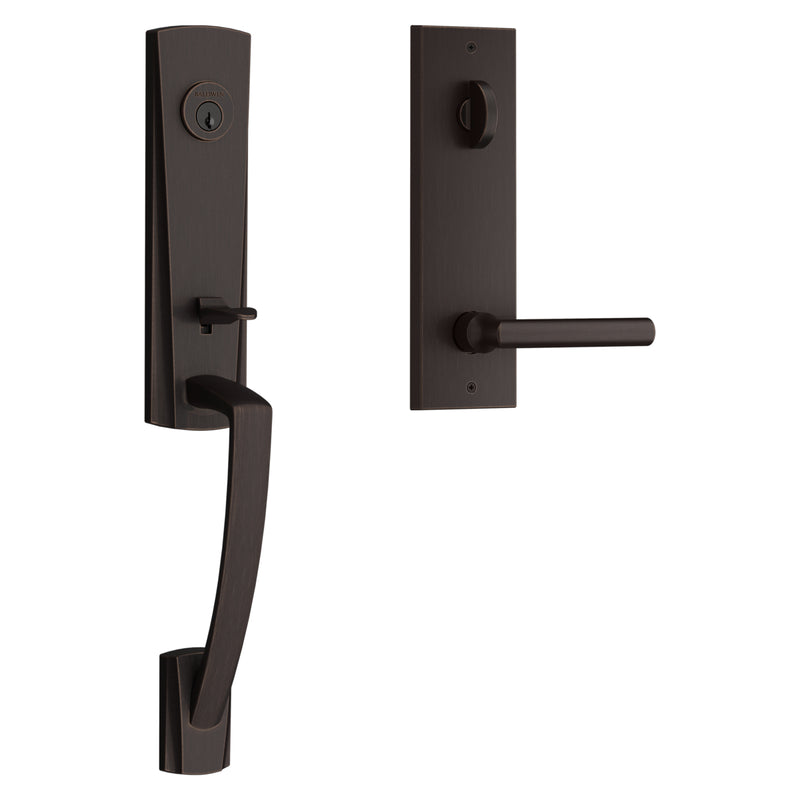 Baldwin Reserve Emergency Egress Miami Handleset with Tube Lever and Contemporary Square Escutcheon with 6AL Latch and Dual Strike Baldwin Reserve