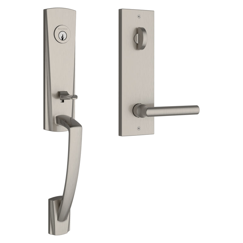 Baldwin Reserve Emergency Egress Miami Handleset with Tube Lever and Contemporary Square Escutcheon with 6AL Latch and Dual Strike Baldwin Reserve