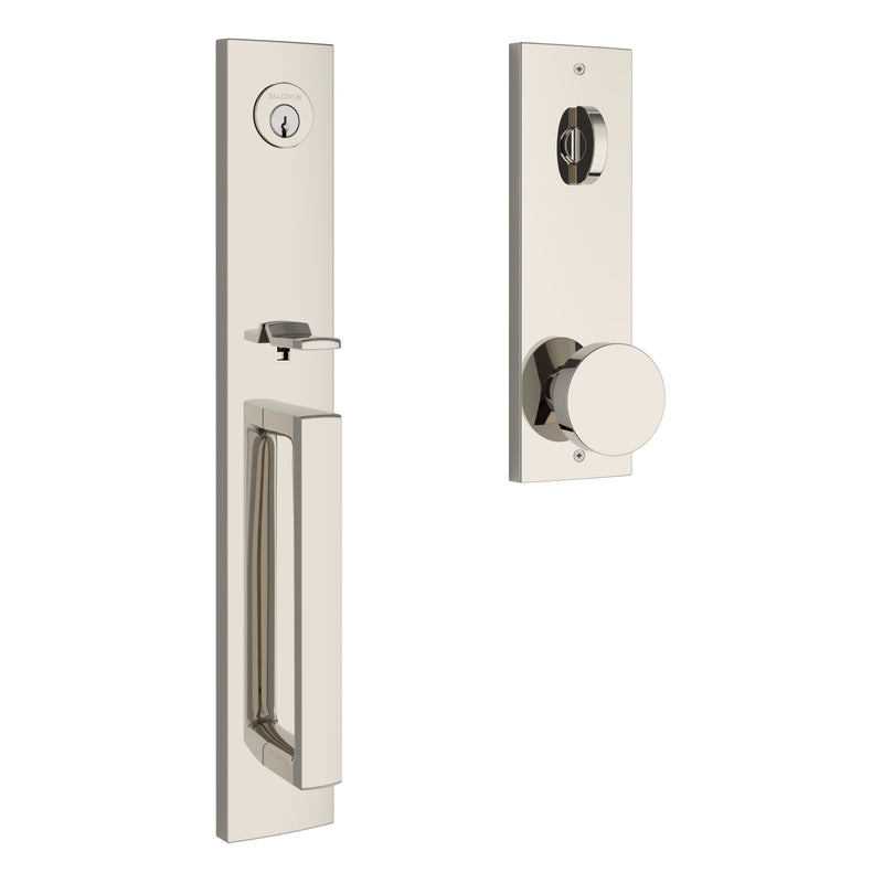 Baldwin Reserve Santa Cruz Emergency Egress Handleset with Contemporary Knob and Contemporary Square Escutcheon with 6AL Latch and Dual Strike Baldwin Reserve