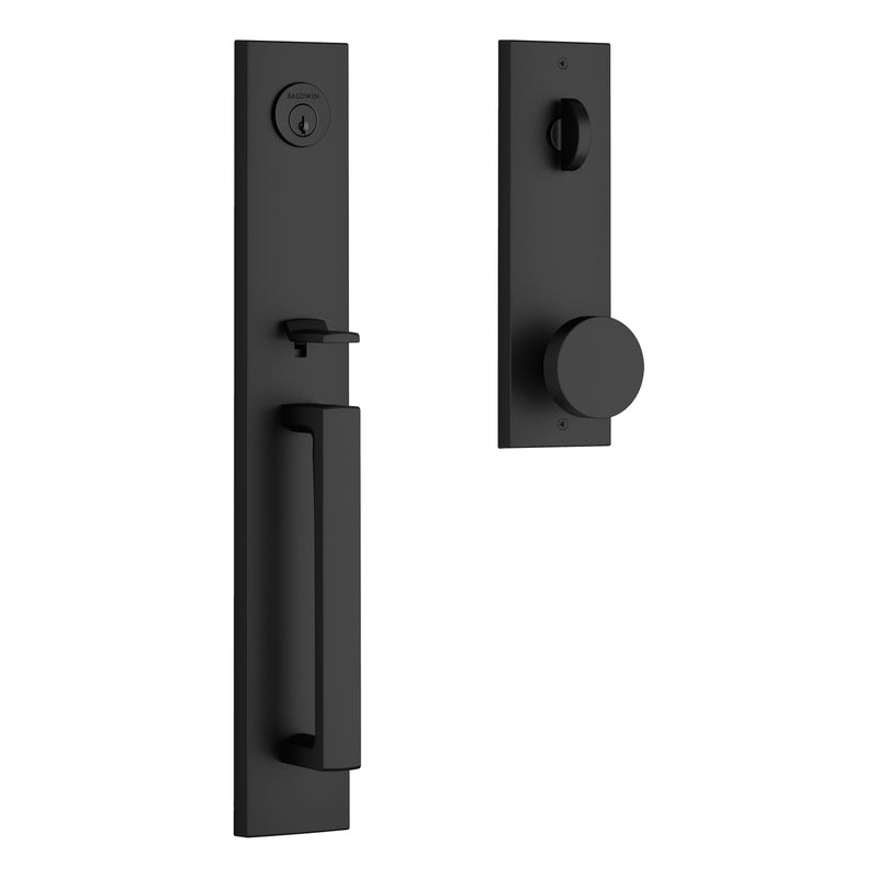 Baldwin Reserve Emergency Egress Santa Cruz Handleset with Contemporary Knob and Contemporary Square Escutcheon with 6AL Latch, Dual Strike, and SmartKey Baldwin Reserve