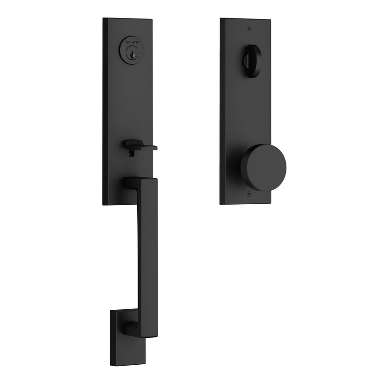 Baldwin Reserve Emergency Egress Seattle Handleset with Contemporary Knob and Contemporary Square Escutcheon with 6AL Latch and Dual Strike Baldwin Reserve