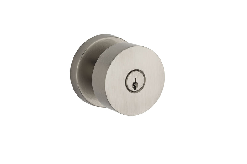 Baldwin Reserve Entry Contemporary Knob and Contemporary Round Rose with 6AL Latch and Dual Strike Baldwin Reserve