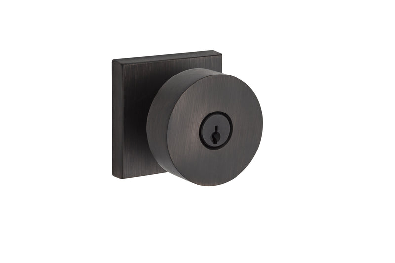 Baldwin Reserve Entry Contemporary Knob and Contemporary Square Rose with 6AL Latch and Dual Strike Baldwin Reserve