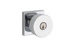 Baldwin Reserve Entry Contemporary Knob and Contemporary Square Rose with 6AL Latch and Dual Strike Baldwin Reserve