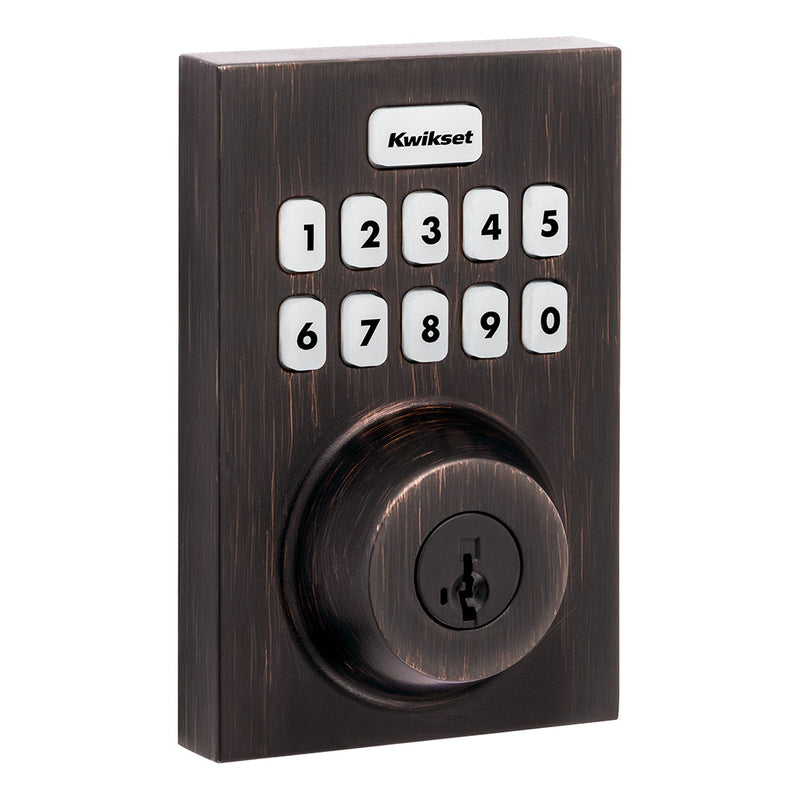 Kwikset Contemporary Home Connect Keypad Connected Smart Lock Deadbolt with Z-Wave 700 Long Range and SmartKey with RCALFD Latch and RCS Strike