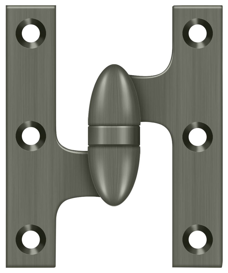 Deltana 3" x 2-1/2" Left Hand Olive Knuckle Hinge; Deltana