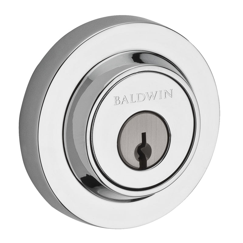 Baldwin Reserve Single Cylinder Contemporary Round Deadbolt with 6AL Latch and Dual Strike Baldwin Reserve