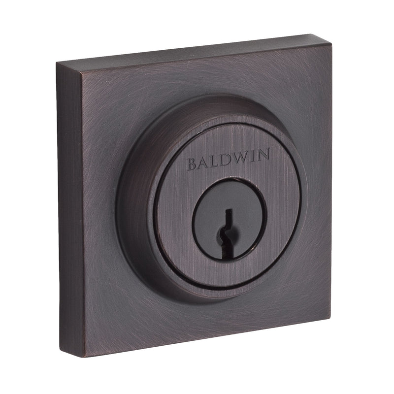 Baldwin Reserve Single Cylinder Contemporary Square Deadbolt with 6AL Latch; Dual Strike; and SmartKey Baldwin Reserve