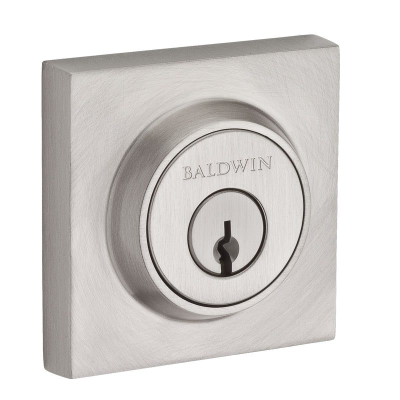 Baldwin Reserve Single Cylinder Contemporary Square Deadbolt with 6AL Latch; Dual Strike; and SmartKey Baldwin Reserve