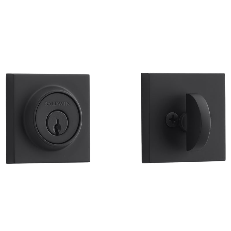 Baldwin Reserve Single Cylinder Contemporary Square Deadbolt with 6AL Latch; Dual Strike; and SmartKey Baldwin Reserve