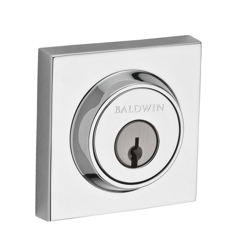 Baldwin Reserve Single Cylinder Contemporary Square Deadbolt with 6AL Latch; Dual Strike; and SmartKey Baldwin Reserve