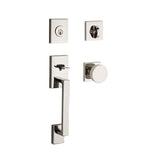 Baldwin Reserve Single Cylinder La Jolla Handleset Contemporary Knob Contemporary Square Rose with 6AL Latch and Dual Strike Baldwin Reserve