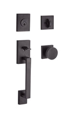 Baldwin Reserve Single Cylinder La Jolla Handleset Contemporary Knob Contemporary Square Rose with 6AL Latch and Dual Strike Baldwin Reserve