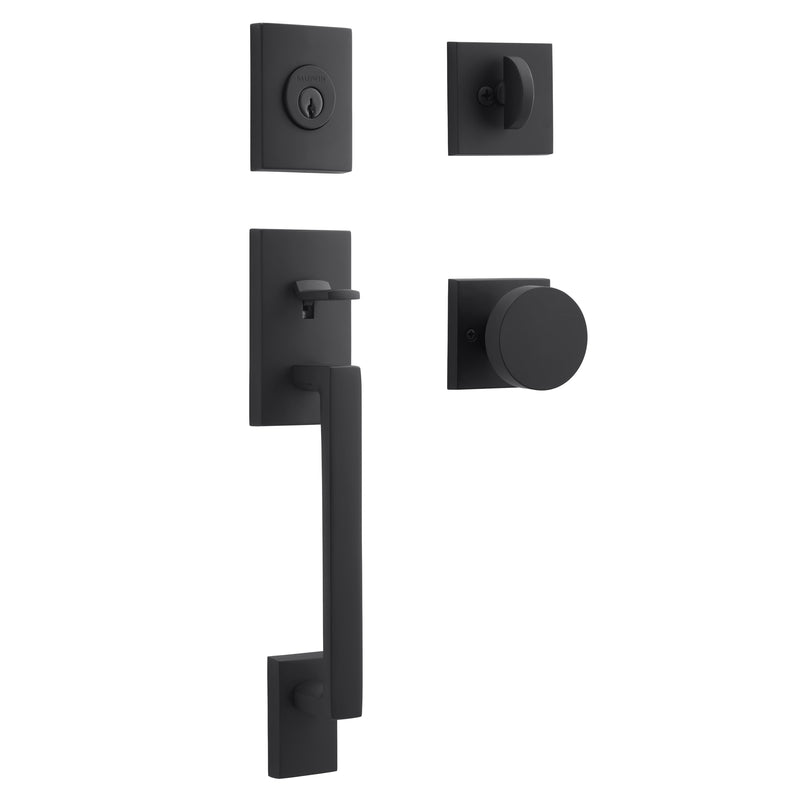 Baldwin Reserve Single Cylinder La Jolla Handleset Contemporary Knob Contemporary Square Rose with 6AL Latch; Dual Strike; and SmartKey Baldwin Reserve