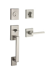 Baldwin Reserve Single Cylinder La Jolla Handleset Square Lever Contemporary Square Rose with 6AL Latch; Dual Strike; and SmartKey Baldwin Reserve