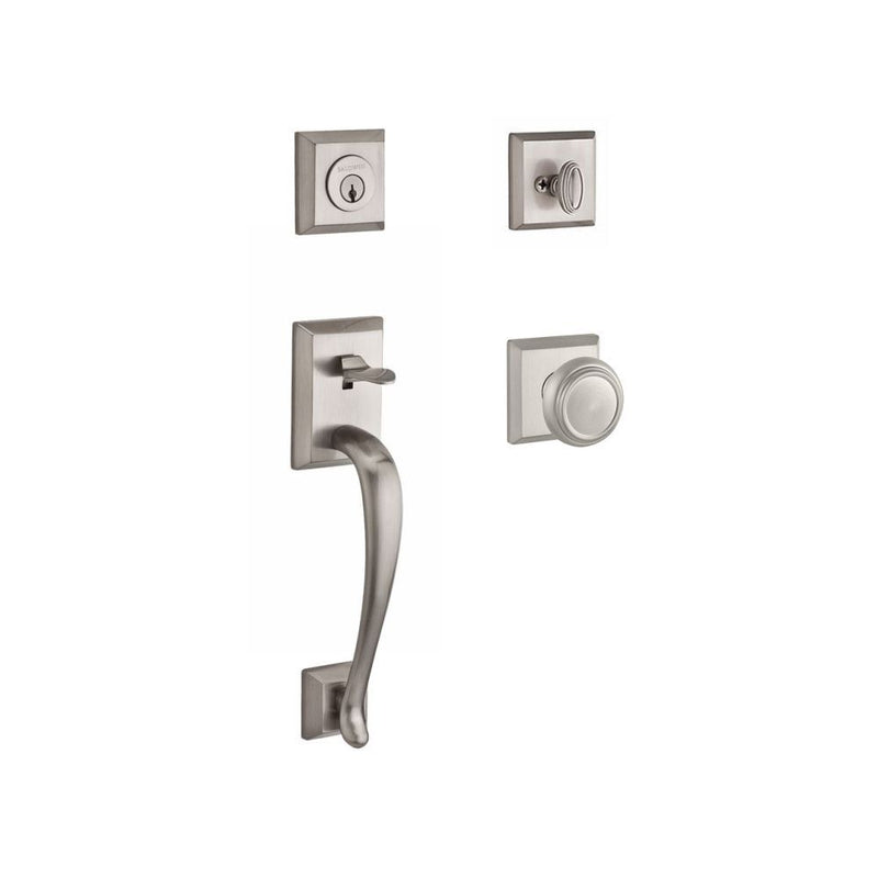 Baldwin Reserve Single Cylinder Napa Handleset Traditional Knob and Traditional Square Rose with 6AL Latch and Dual Strike Baldwin Reserve